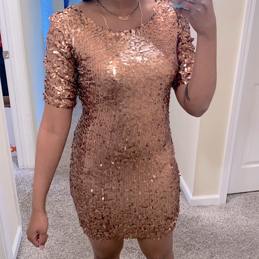 bronze shingle dress